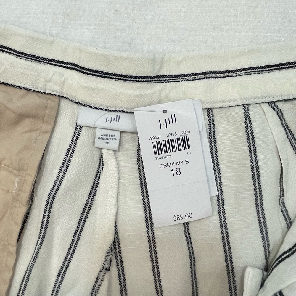 NWT J Jill Linen blend Women’s Trousers cream & navy wide leg slacks Sz 18‌‌‌‌ - Picture 4 of 7
